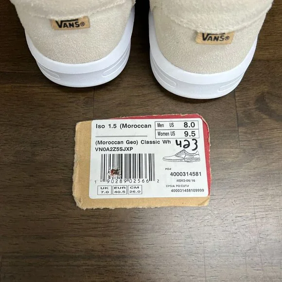 New Vans NWT Iso 1.5 Moroccan Geo Classic White Cream Size 9.5 Womens 8 Mens - Picture 12 of 13